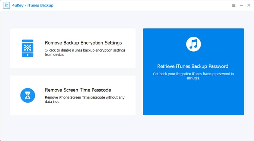 Tenorshare 4uKey – iTunes Backup – Choose Retrieval Mode