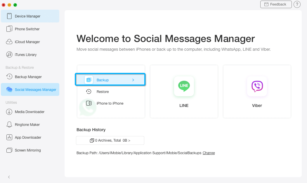 iMobie AnyTrans – social messages manager