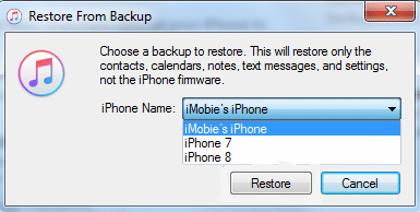 Select The Backup File And Click On Restore Button