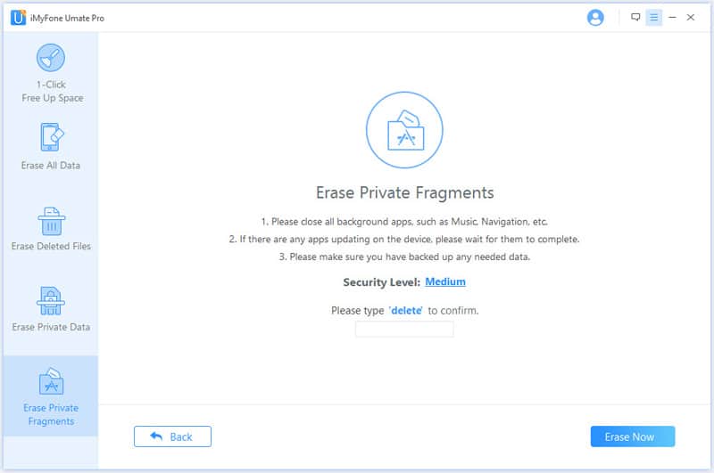 iMyFone Umate Pro – confirm erasing private fragments