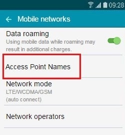 Go To Mobile Networks And Click On Access Point Names on Android